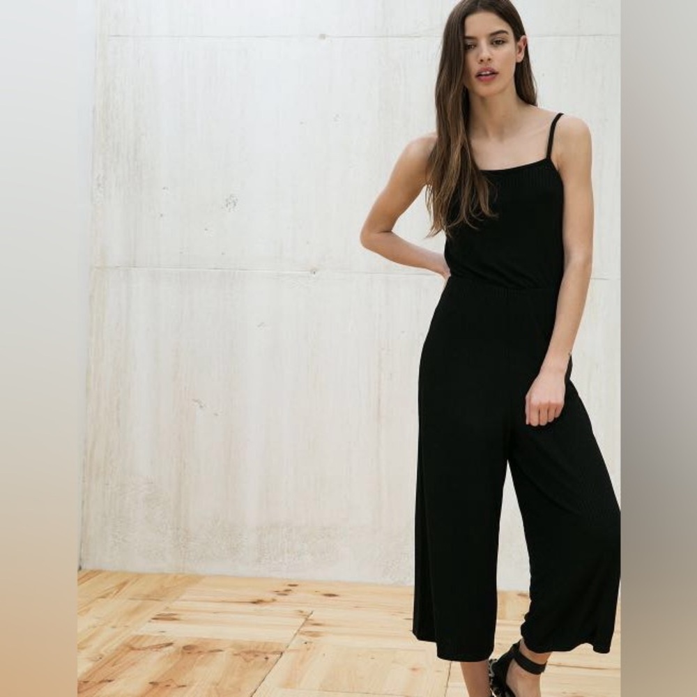 Black Comfy Ribbed Sleeveless Jumpsuit